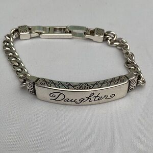 Brighton “Daughter” Silver Plated ID Bracelet | Engraved | Cuban Chain | 7”